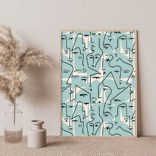 Minimalist Art Abstract Faces Geometric Poster
