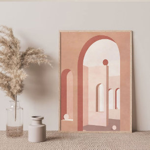 Minimalist Art Abstract Terracotta Arch Geometric Poster