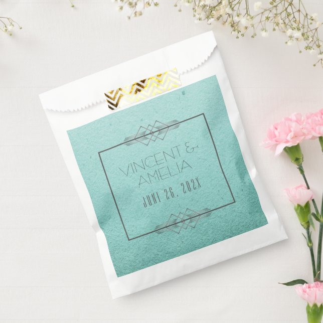 Minimalist Art Deco Blue Custom Wedding   Favour Bags (Sealed)