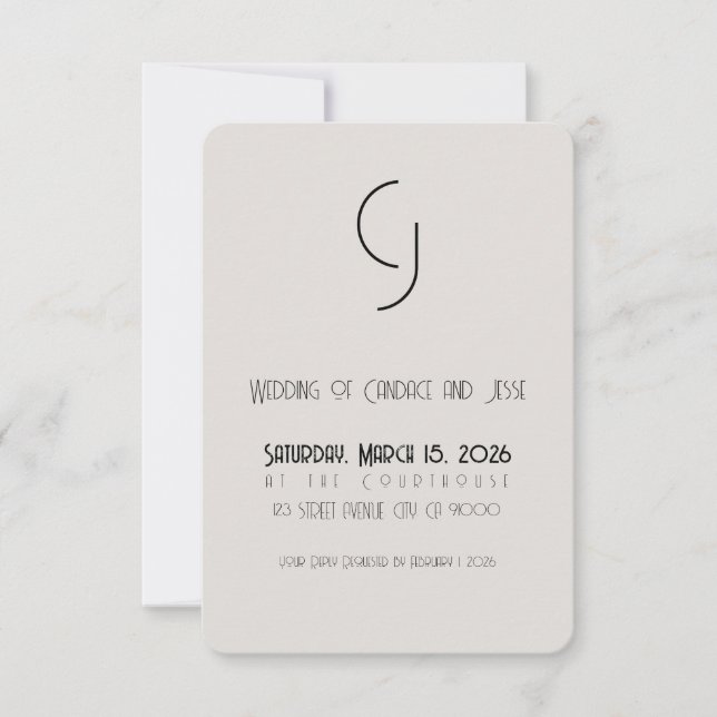 Minimalist Art Deco Wedding Save the Date (Front)