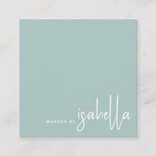 Minimalist Artist Script Makeup Artist Dusty Blue Square Business Card