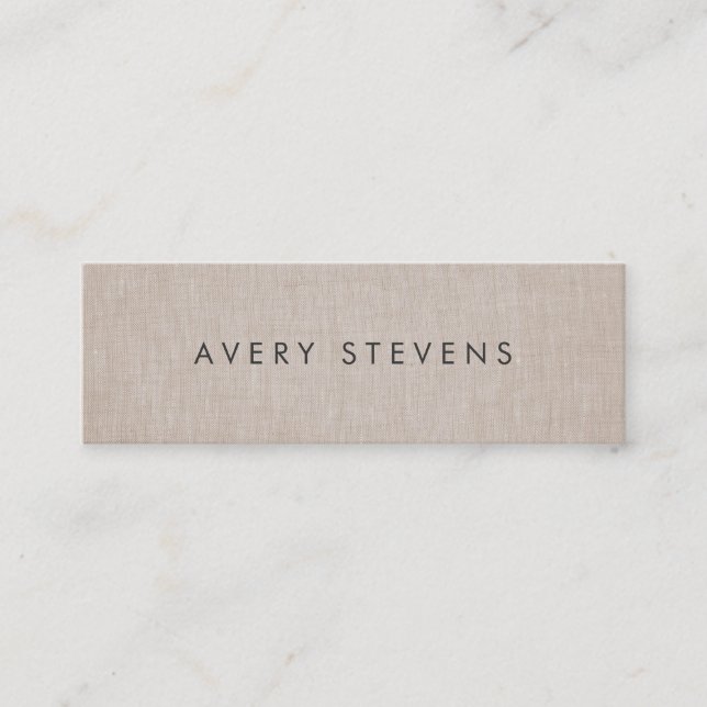 Minimalist Artist Simple Plain Linen Mini Business Card (Front)