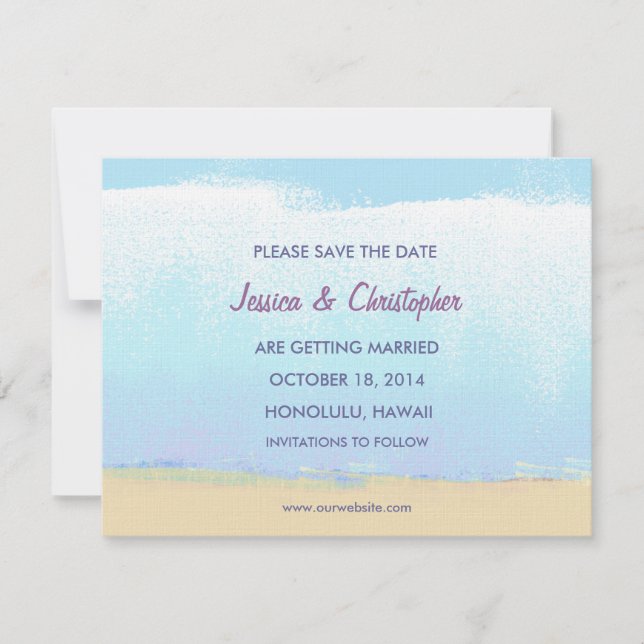Minimalist Artsy Beach Save the Date Announcements (Front)