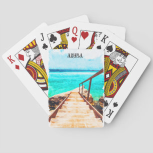 Minimalist Aruba Caribbean Tropical Vacation Playing Cards