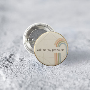 Minimalist Ask Me My Pronouns LGBTQ Pride Pin