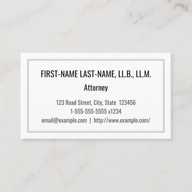 Minimalist Attorney Business Card (Front)