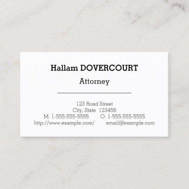 Minimalist Attorney Business Card (Front)