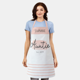 Minimalist Auntie Baby Pink Brush Stroke New Aunt Apron