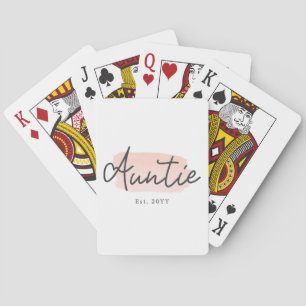 Minimalist Auntie Baby Pink Brush Stroke New Aunt Playing Cards