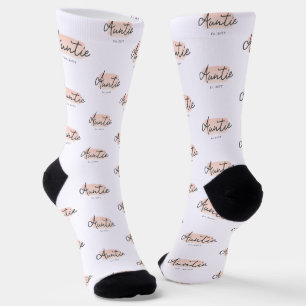 Minimalist Auntie Baby Pink Brush Stroke New Aunt Socks