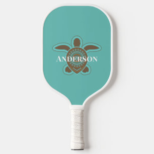 Minimalist Australian Aboriginal Sea Turtle Modern Pickleball Paddle
