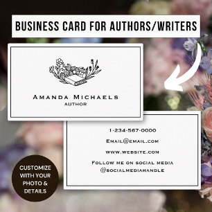 Minimalist Author Book Writer Business Card