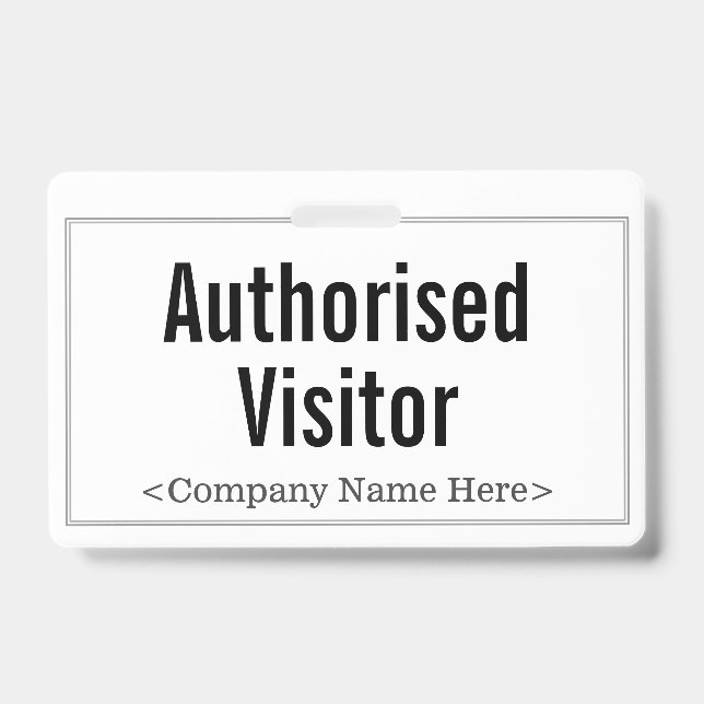 Minimalist "Authorised Visitor" Badge ID Badge (Front)