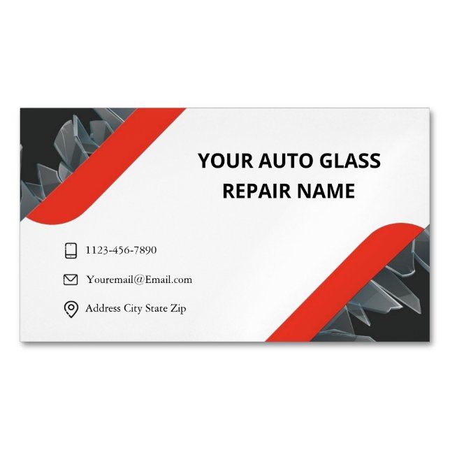 Minimalist  Auto Glass Repair Magnetic Business Card (Front)