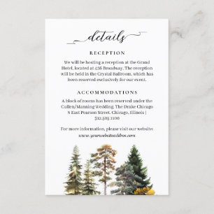 Minimalist Autumn Forest Wedding Info Enclosure Card