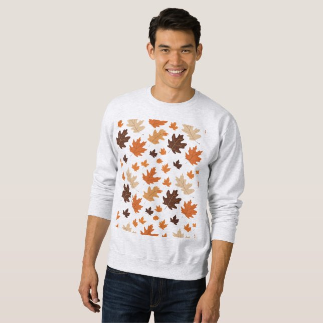 Minimalist Autumn Leaf Pattern Hoodie – Cosy Fall  (Front Full)
