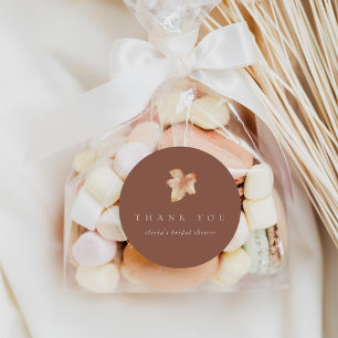 Minimalist Autumn Leaf Thank You Favour Classic Round Sticker