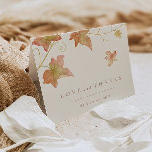 Minimalist Autumn Leaves Bridal Shower Thank You Card