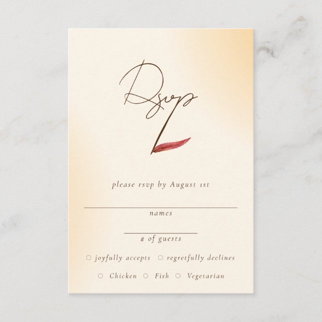 Minimalist Autumn Typography RSVP Enclosure Card (Front)