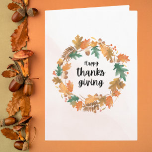 Minimalist Autumn Wreath Thanksgiving Card