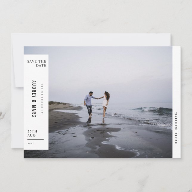 Minimalist Avant Garde Photo Wedding Save The Date (Front)