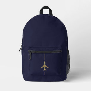 Minimalist Aviation Gold Aeroplane Printed Backpack