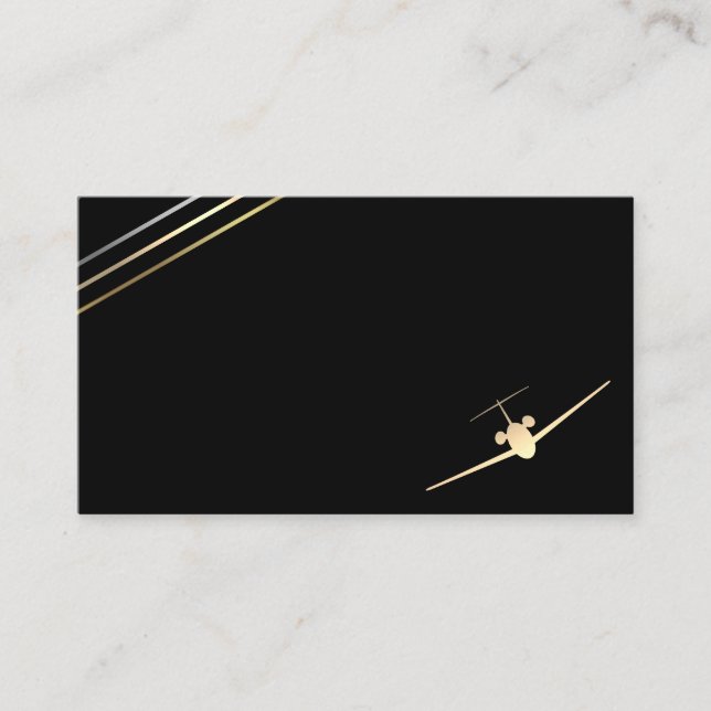Minimalist Aviation Gold Jet Business Card (Front)