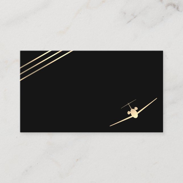 Minimalist Aviation Gold Jet Business Card (Front)