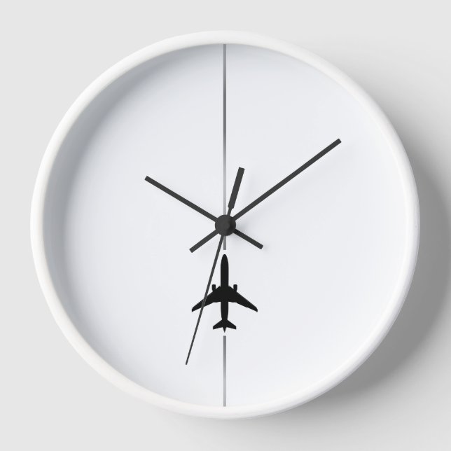 Minimalist Aviation Wood Framed Large Clock (Front)