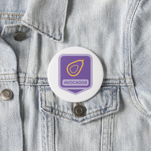 Minimalist Avocado Badge in Purple and Gold 