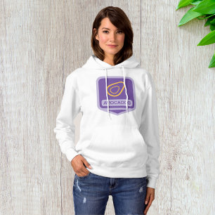 Minimalist Avocado Badge in Purple and Gold Hoodie