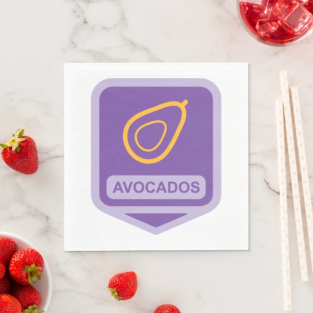 Minimalist Avocado Badge in Purple and Gold  Napkin (Creator Uploaded)