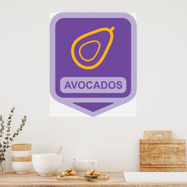Minimalist Avocado Badge in Purple and Gold  Poster (Creator Uploaded)
