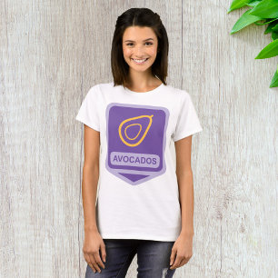 Minimalist Avocado Badge in Purple and Gold  T-Shirt