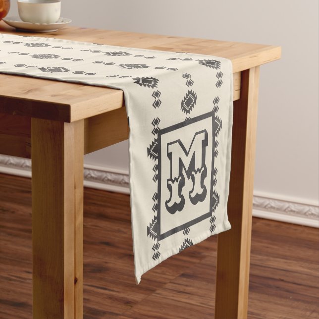 Minimalist Aztec Geometric Timeless Pattern Short Table Runner (In Situ)