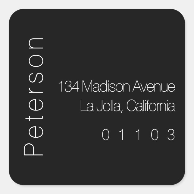 Minimalist B&W Square Return Address Label  (Front)