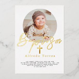 Minimalist Baby Baptism Invitation with Photo