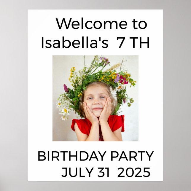 Minimalist Baby Birthday Invitation with Photo Poster (Front)