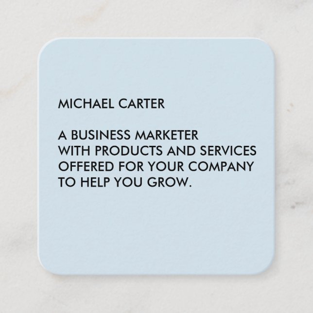 Minimalist Baby Blue Square Business Card (Front)