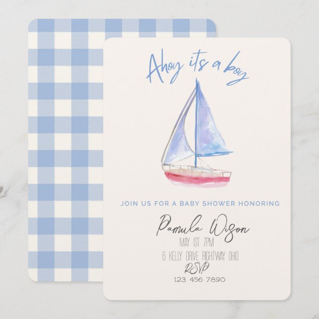 Minimalist baby boy baby shower  invitation (Front/Back)
