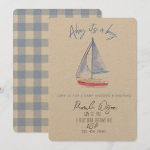 Minimalist baby boy baby shower  invitation