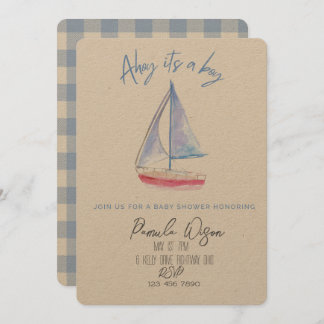 Minimalist baby boy baby shower invitation