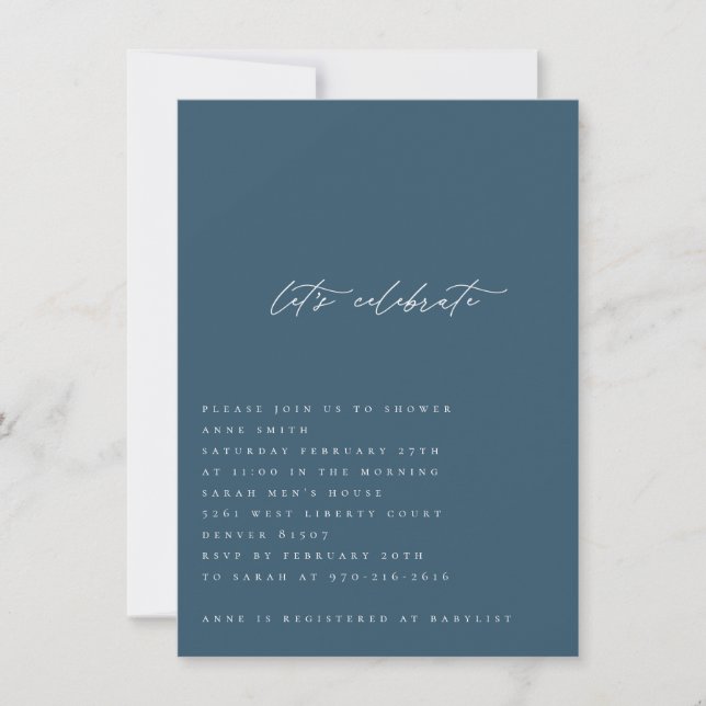 Minimalist Baby Boy Shower Invitation (Front)