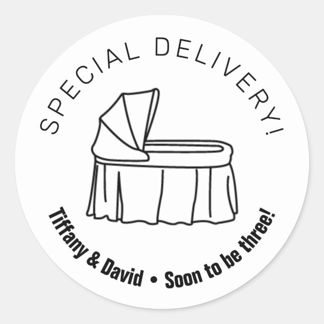 Minimalist Baby Crib Classic Round Sticker (Front)