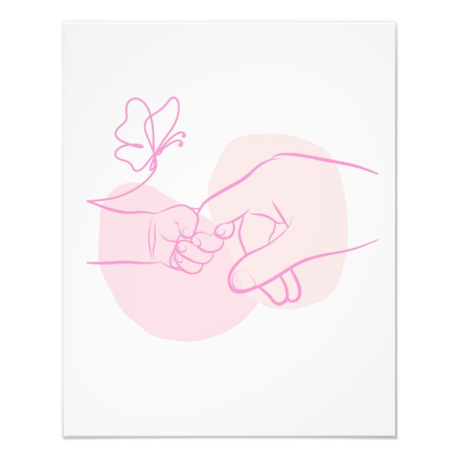 Minimalist Baby Hand Holding Parent Finger  Photo Print (Front)