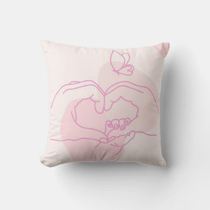 Minimalist Baby Hands Line Art with Butterfly  Cushion