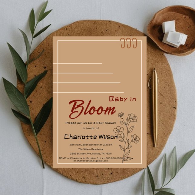 Minimalist Baby In Bloom Wildflower Baby Shower Invitation (Creator Uploaded)