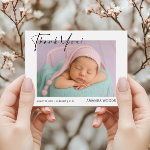 Minimalist Baby Photo Thank You Postcard