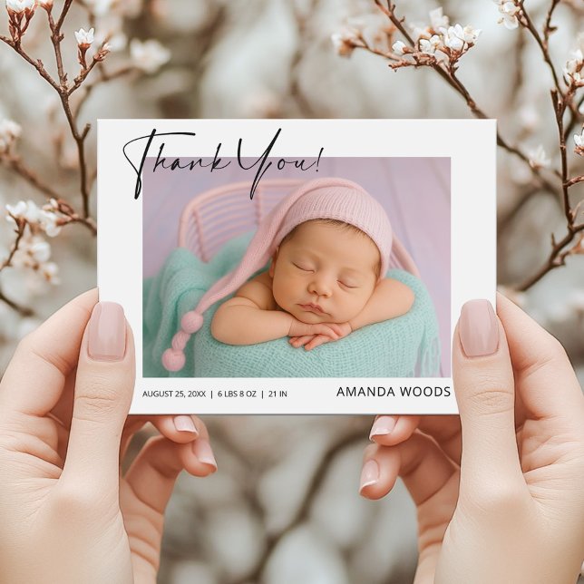Minimalist Baby Photo Thank You Postcard (Creator Uploaded)