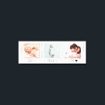 Minimalist Baby Photo Trio Birth Keepsake Canvas Print<br><div class="desc">Classic and elegant template for 3 photos with words "live   laugh   love" underneath,  personalised with name and birth date of your baby or custom for any occasion.</div>
